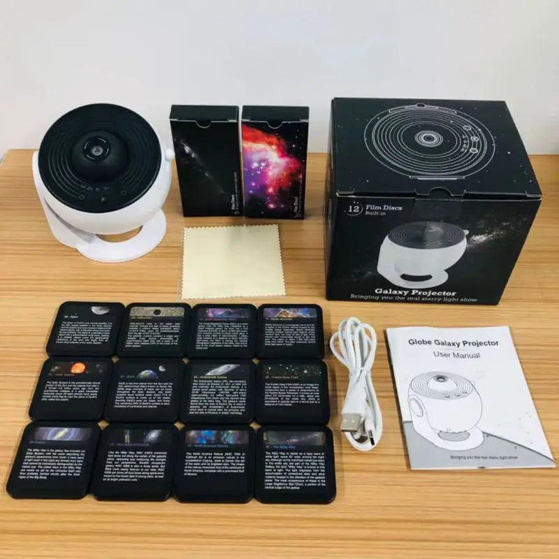 LED Star Projector Planetarium Galaxy Projector for Bedroom USB Powered Starry Sky Night Light with Replaceable 12 Galaxy Discs