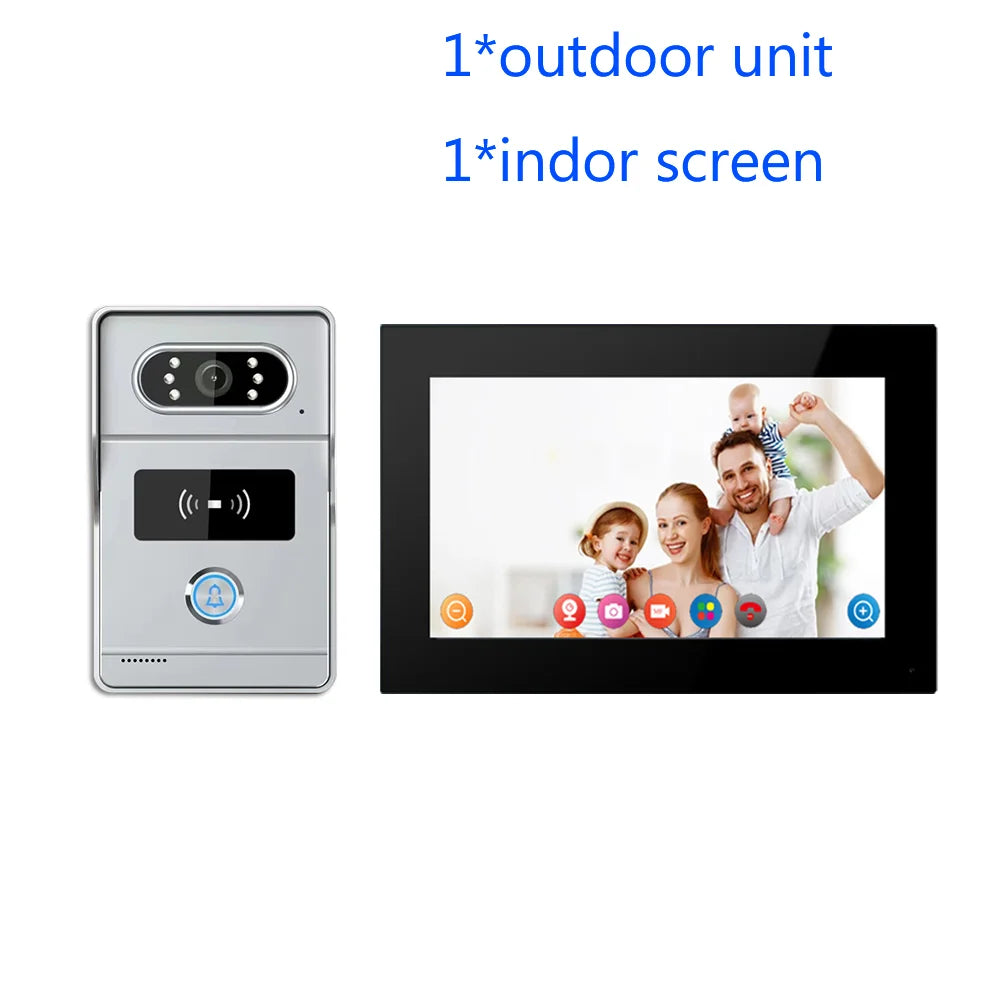 TUYA Wifi Video Doorbell 1080P 7 Inch/10 Inch Touch Screen Smart APP Home Visual Intercom Kits for RFID Access Control System